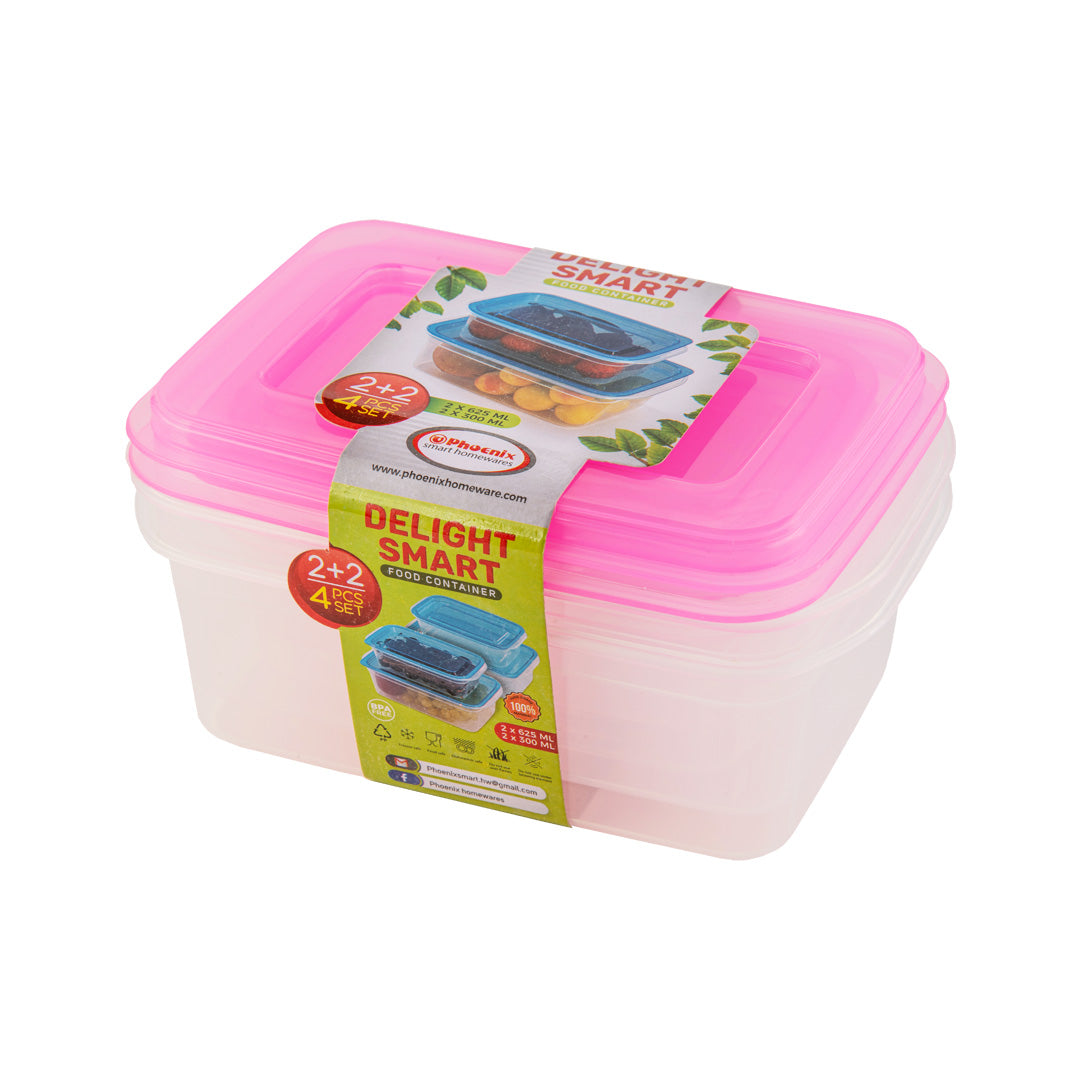 Delight-Smart-Storage-Container-Pack-of-4-Pink-Phoenix-Homeware