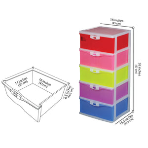 Multi-Storage-Purpose-5-Draws-Multi-Color-Size Chart-Phoenix-Homeware