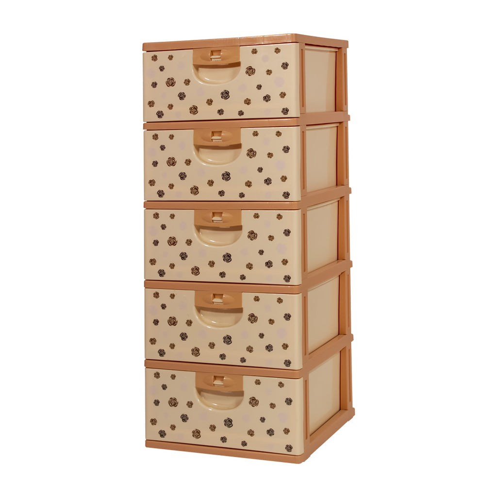 Classic-Storage-Drawer-5-Beige-Brown-Flower-Print-Phoenix-Homeware